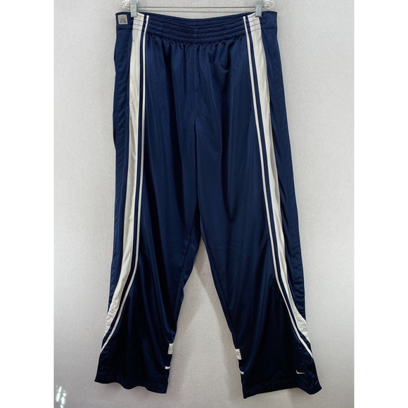 NIKE Pants Mens XL Basketball BREAKAWAY Tearaway Grey Tag Sweats Pull On Blue - Picture 1 of 14